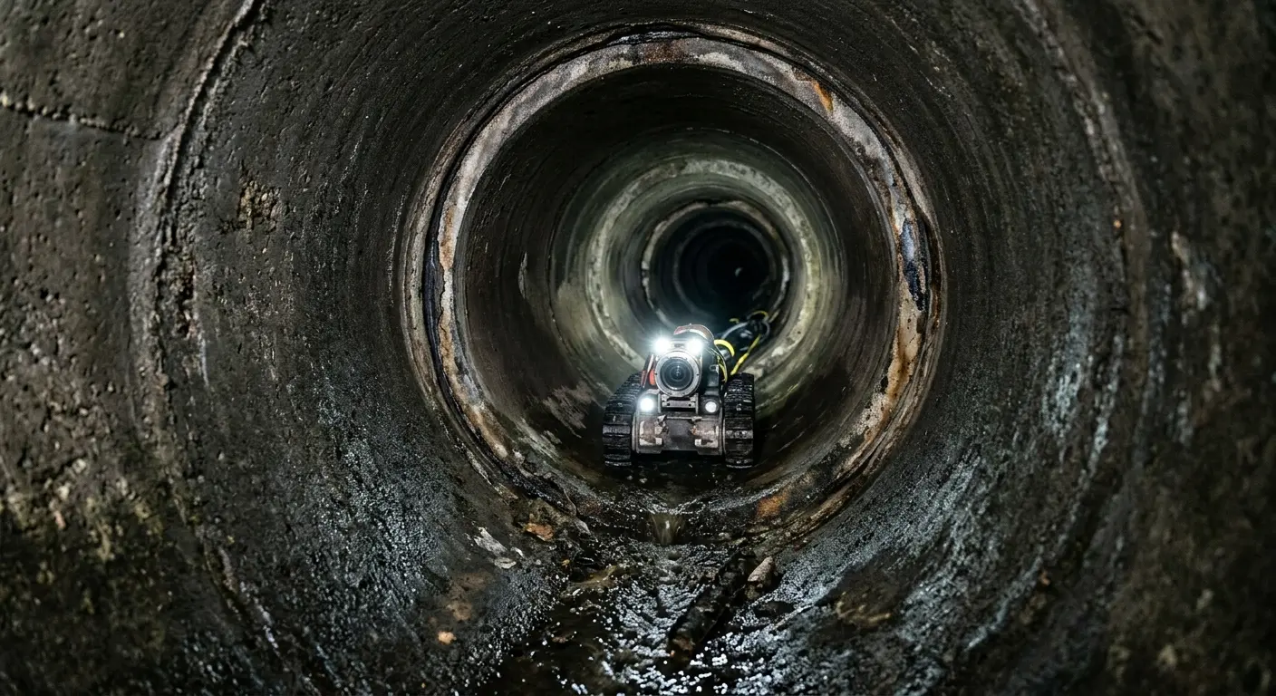 Robotic sewer camera inspecting pipe interior for Drain Snake Service in Long Grove